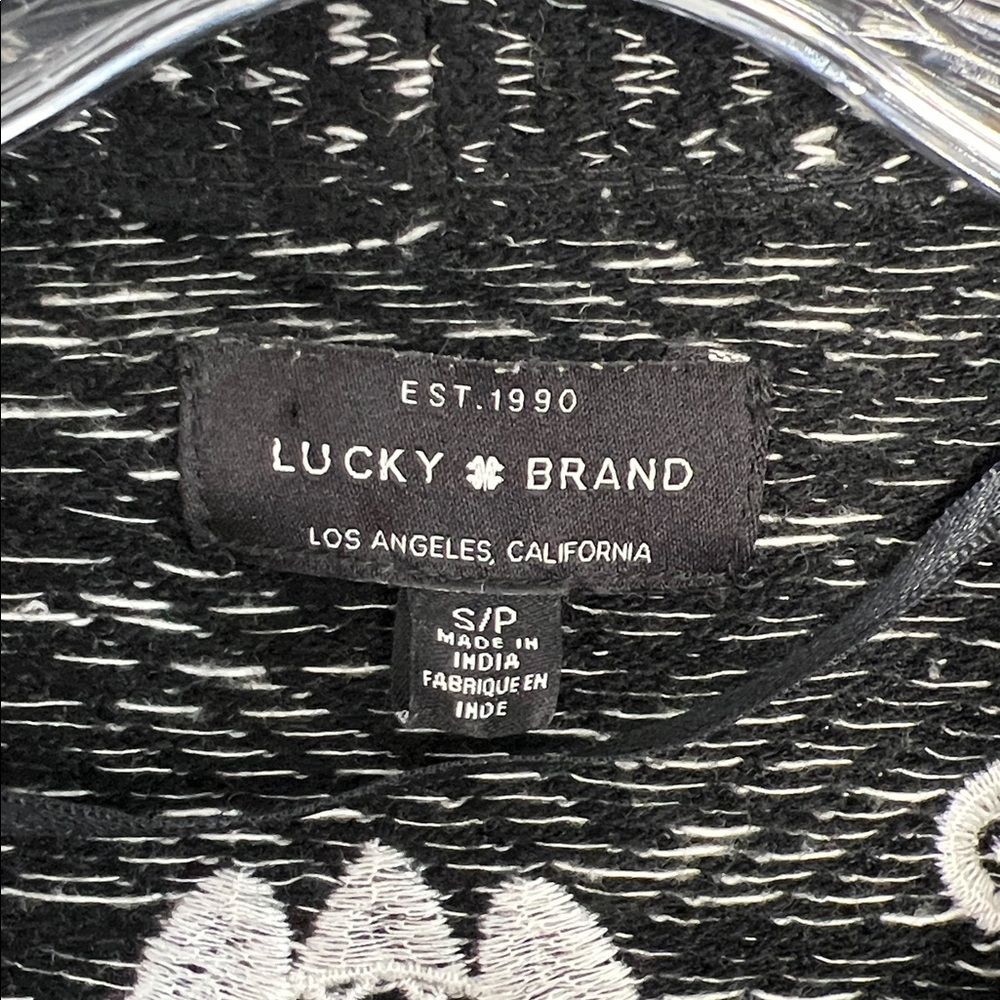 Lucky Brand Embroidered Twill Jacket black gray & white vibe motif small - Picture 4 of 9